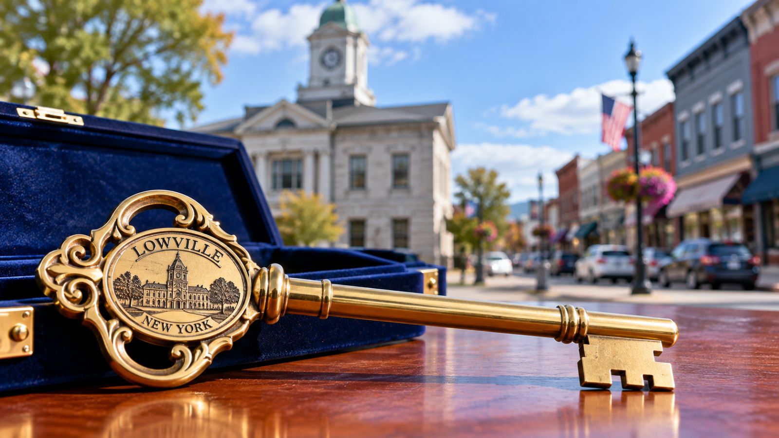 Submitted photo for: Lowville couple returns ceremonial key amid Forest Avenue ownership dispute