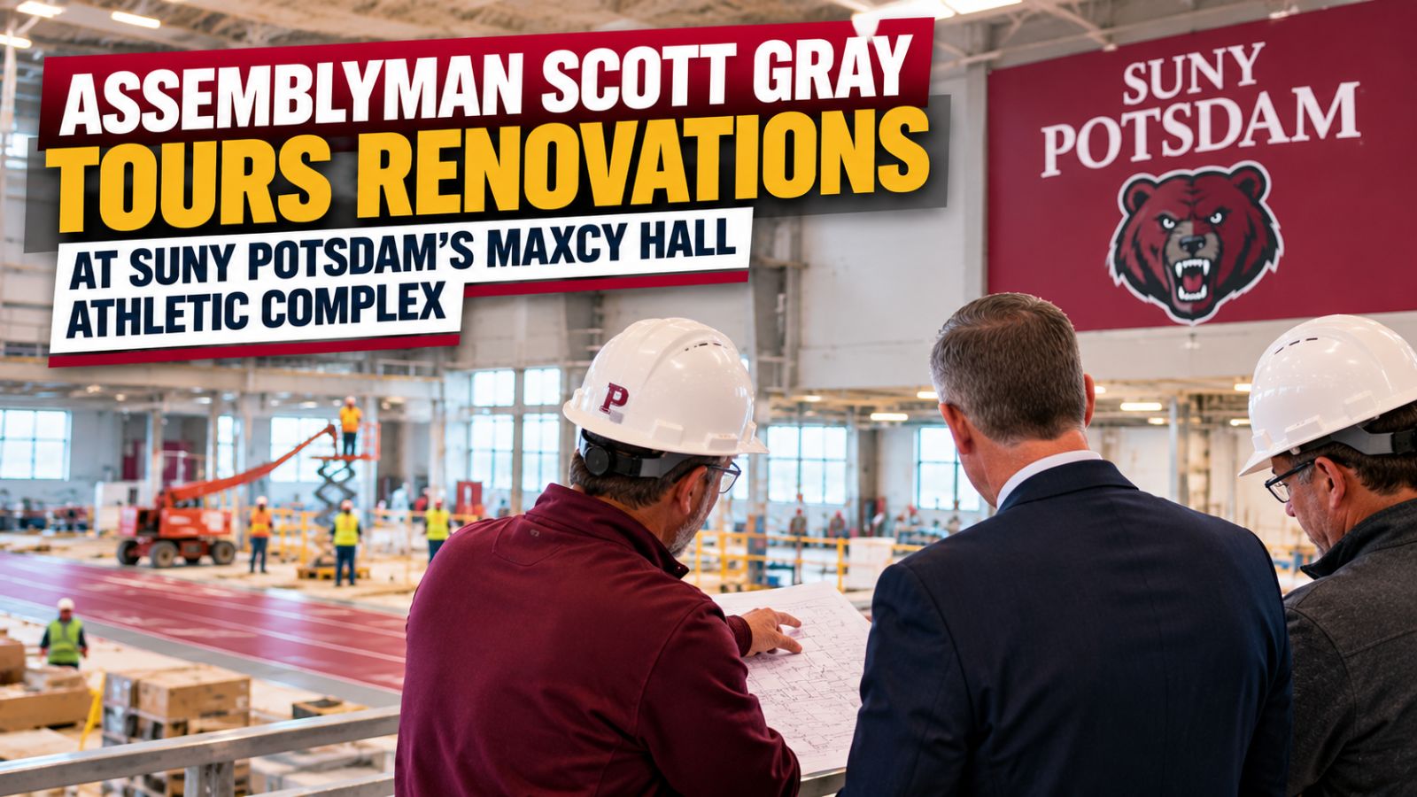 Submitted photo for: Scott Gray tours renovation work at SUNY Potsdam's Maxcy Hall