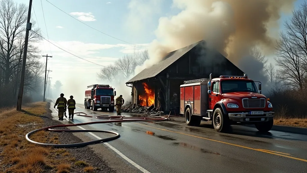 Editorial illustration for: Garage fire reported on Lenny Road in Potsdam