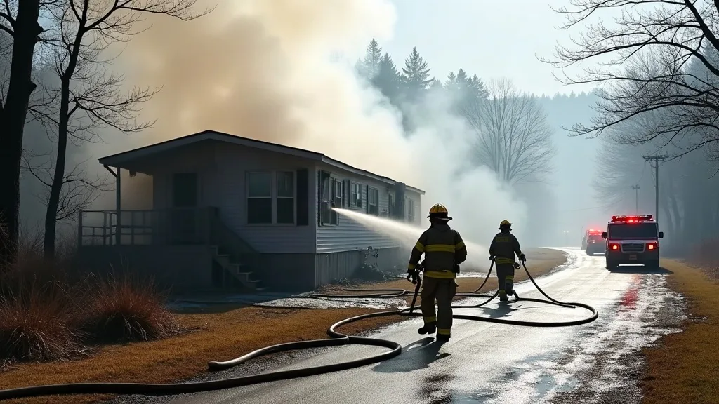 Editorial illustration for: Home destroyed by fire in LeRay; two people escape safely