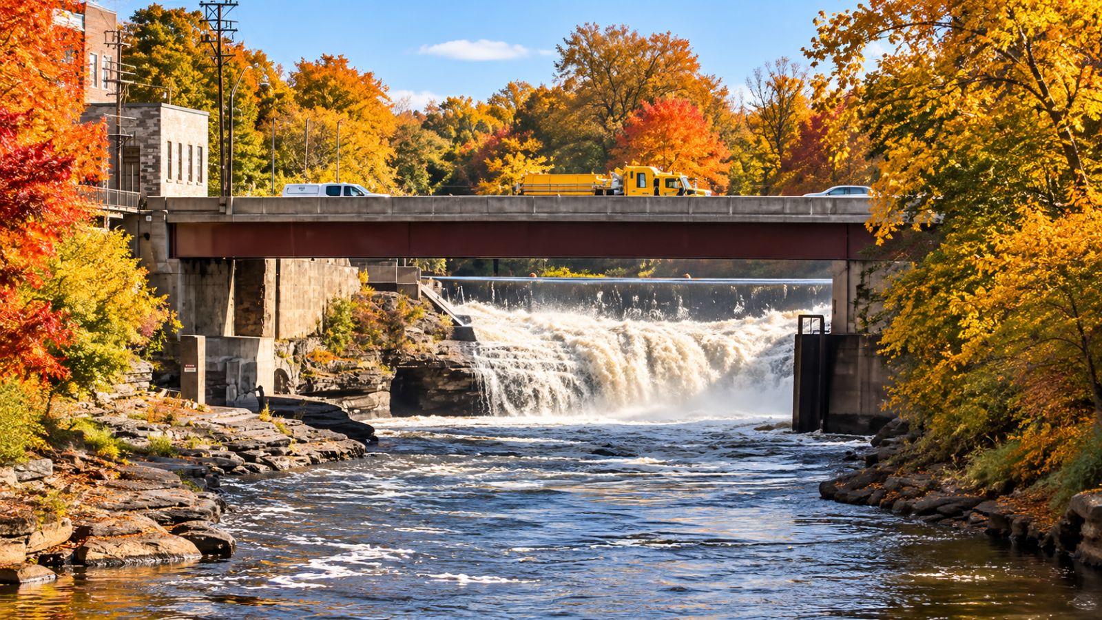 Delano Falls, Watertown — autumn illustration