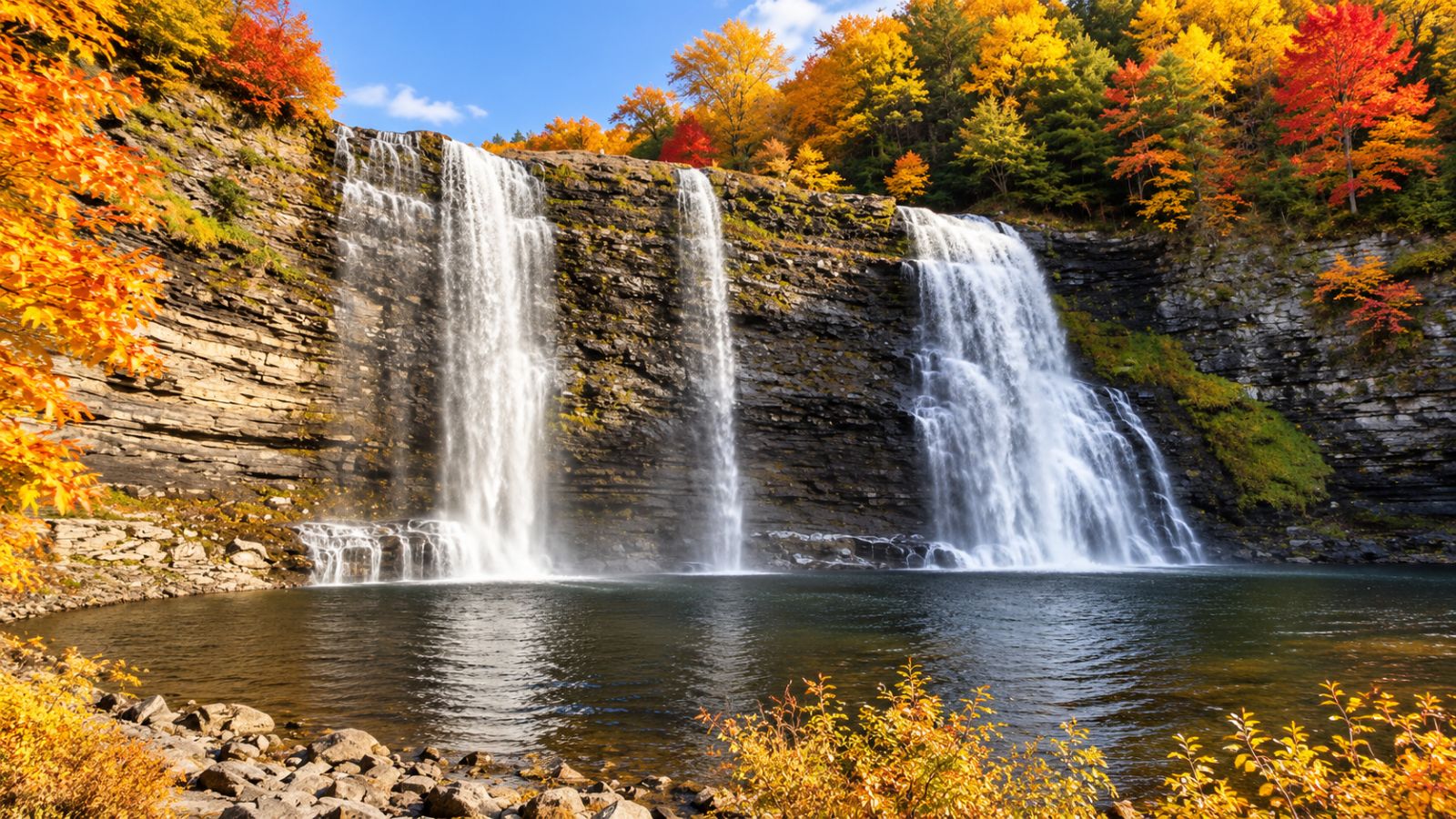 Salmon River Falls, Orwell — autumn illustration