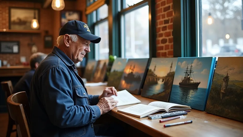 Editorial illustration for: Watertown veteran explores naval mine warfare through book and paintings